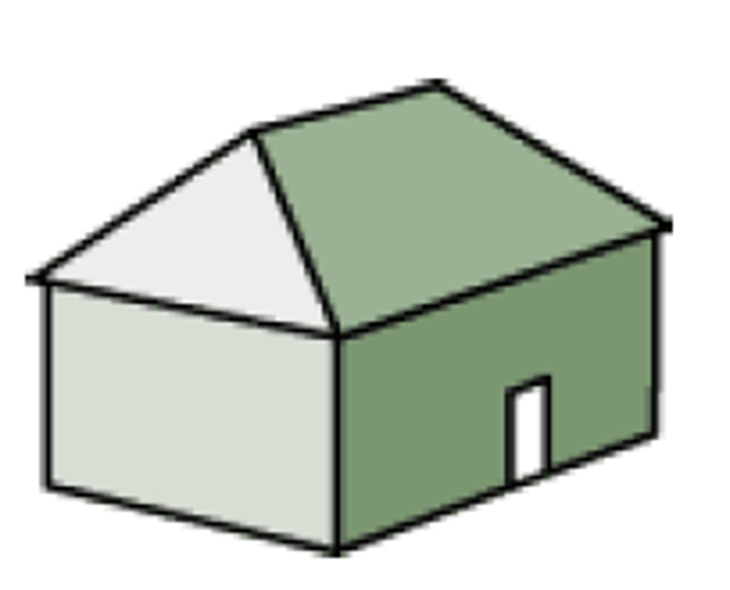 <p>sloping ends and sides that meet at a ridge</p>