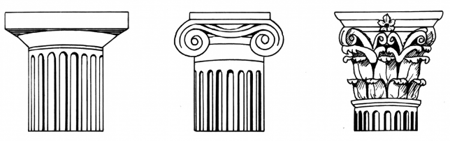 Left to right: Doric, Ionic, Corinthian