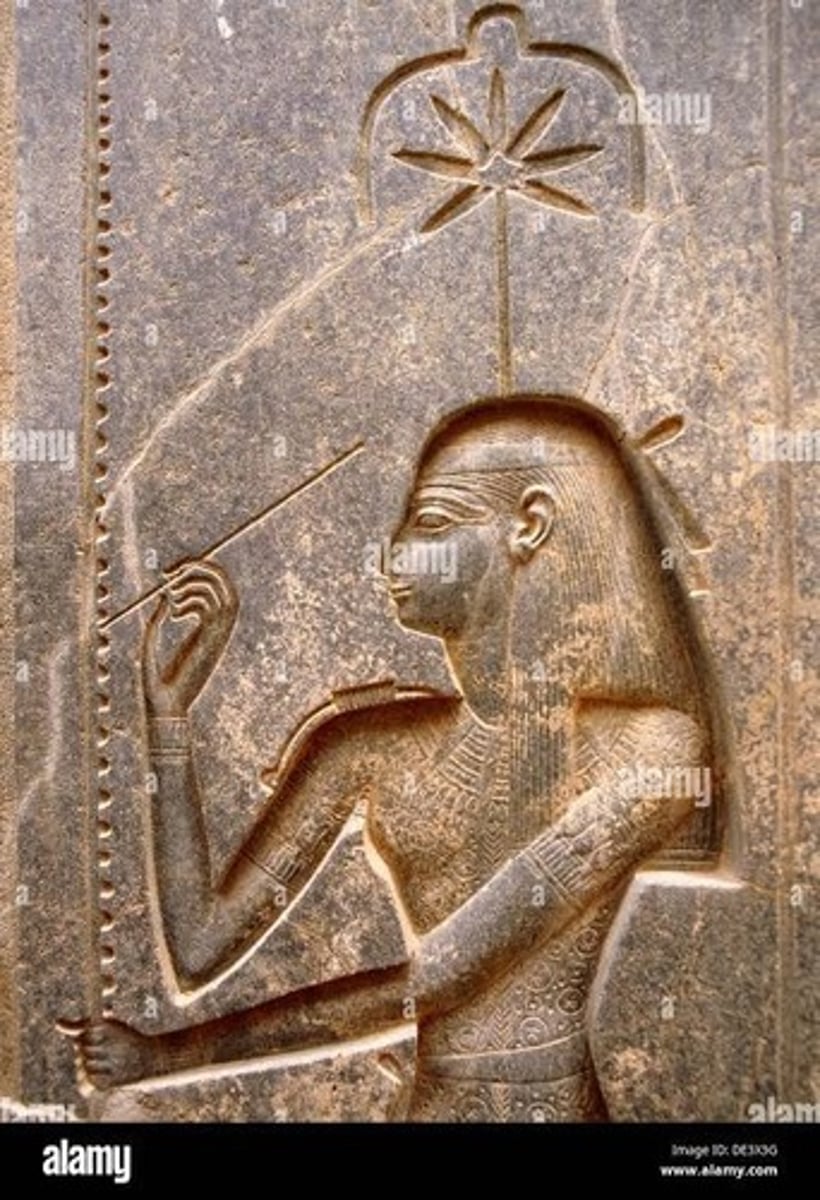 <p>"female scribe" archivist/librarian. No cult following. Female counterpart of thoth</p><p>-She was believed to be the inventor of writing and the keeper of records, responsible for recording the deeds and achievements of the pharaoh and the divine order of the universe.</p><p>-Seshat was also associated with architecture, mathematics, and astronomy, particularly in her role as the patroness of builders and architects.</p><p>-She was worshipped primarily in the city of Heliopolis, where she was revered as the consort of Thoth and the divine scribe of the gods.</p>
