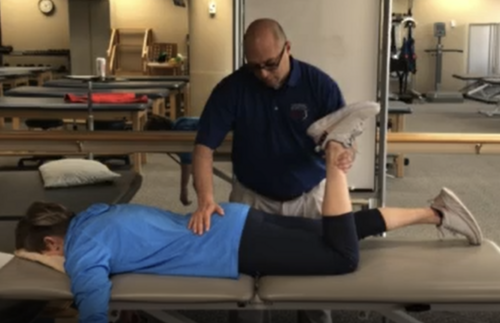 <p>purpose: test for rectus femoris tightness </p><p>procedure:</p><p>- patient prone</p><p>- examiner passively flexes knee while palpating ipsilateral pelvis, assessing for pelvic movement </p><p>positive finding: pelvis lifts/rises off table with knee flexion</p>