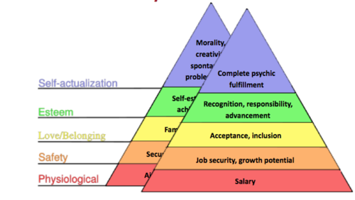 physiological, safety, love/belonging, esteem, self-actualization