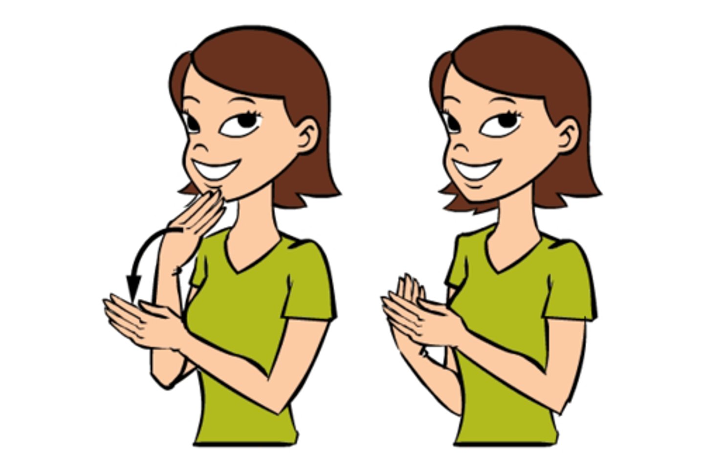 <p>Take your outstretched hand with fingers together. Start with your fingers on your chin and move your hand out and down in an arc, a bit like you are blowing out a kiss, but your hand is a little lower down.</p>