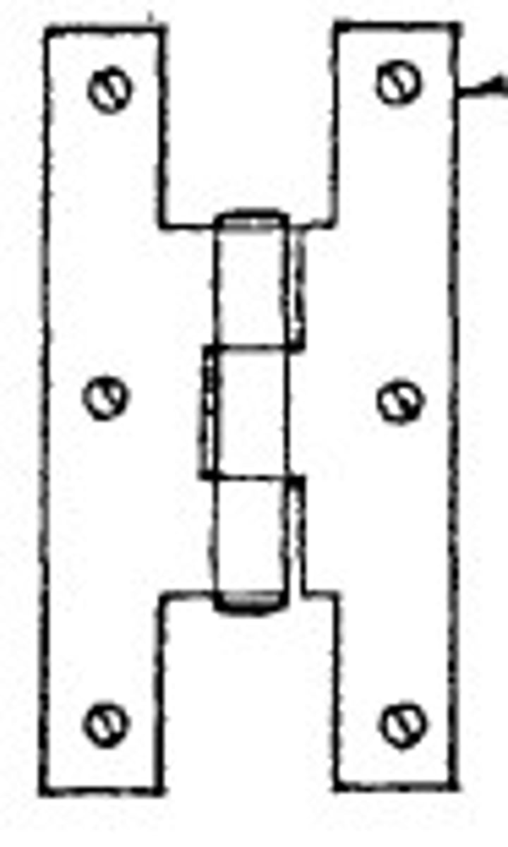 <p>An H-shaped hinge having a protruding knuckle so that a door can stand away from the wall when fully opened</p>