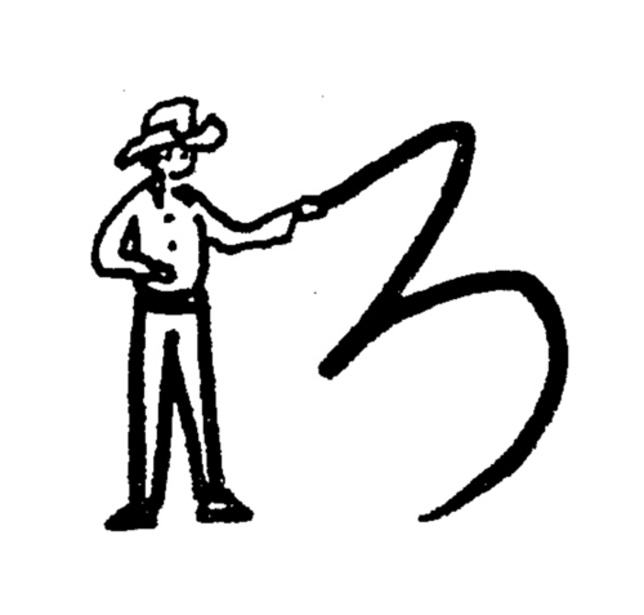 <p>ろ...Lo....cow boy and his ROpe.</p>
