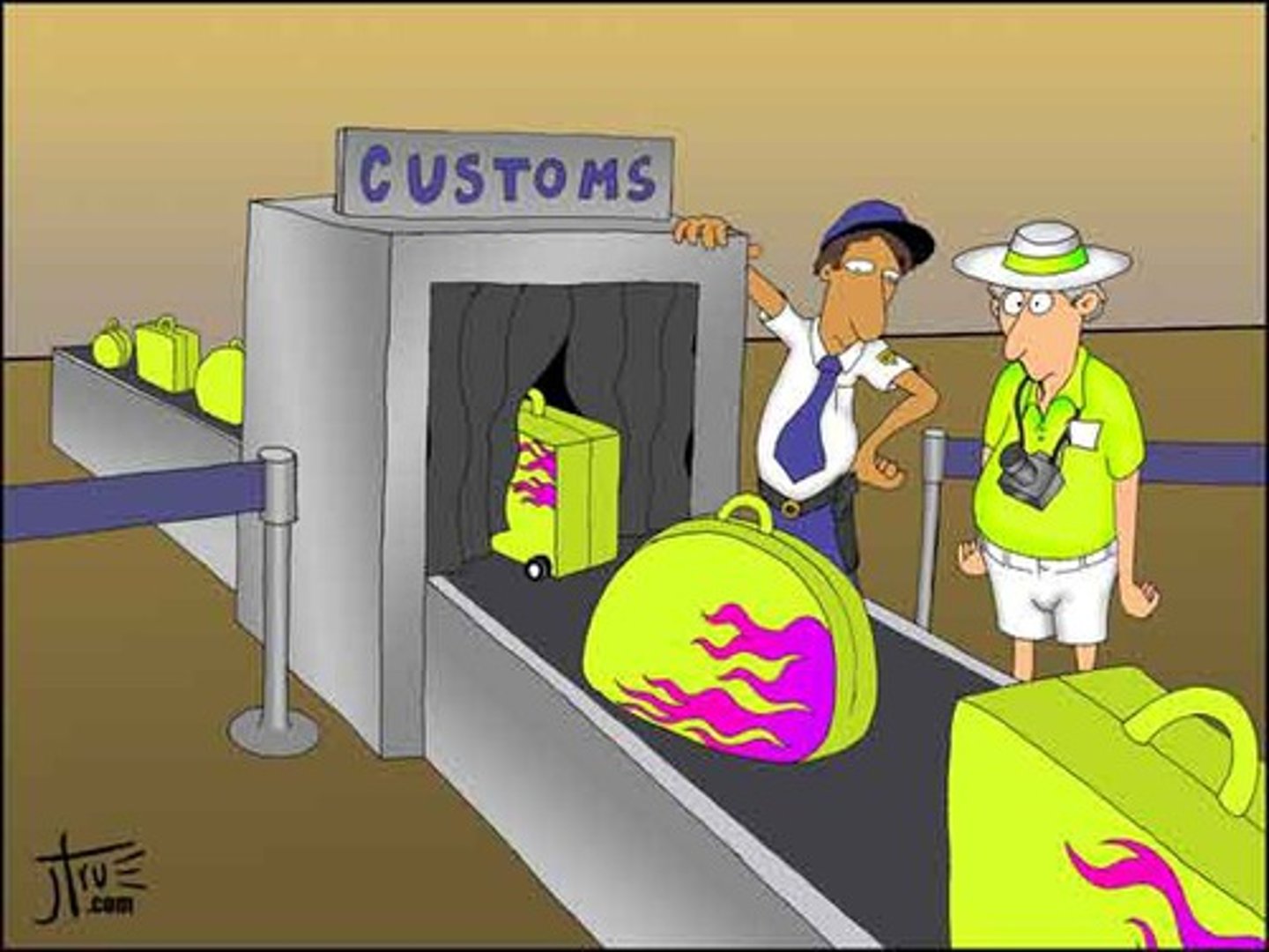 <p>to go though customs</p>