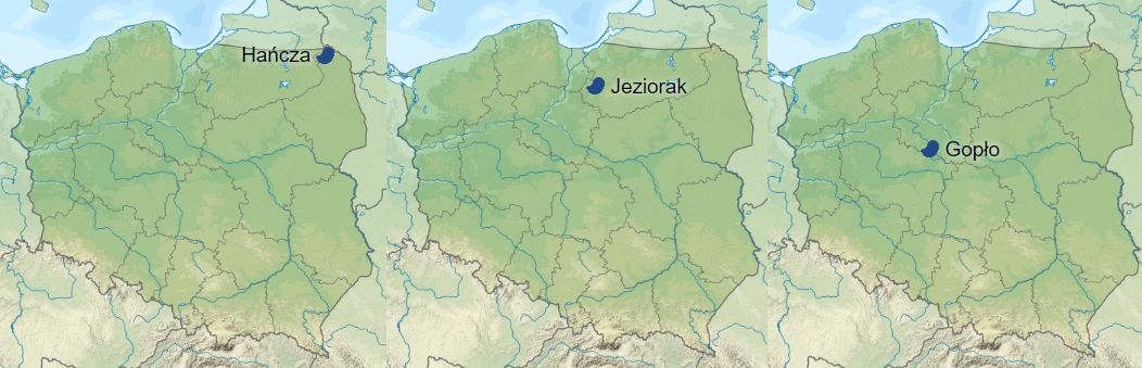 <p>najgłebsze w Polsce Hańcza, Jeziorak, Gopło</p>