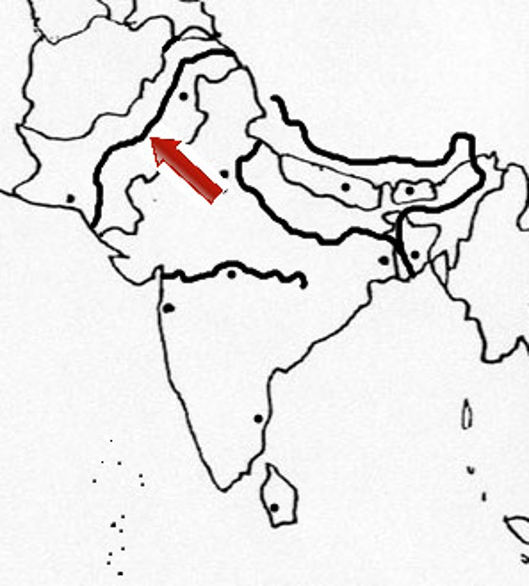 <p>Source (start): West of lake Mansarowar<br>Mouth (end): Arabian Sea<br>Length: 2900km<br>Tributaries: Zaskar, Nubra, Shyok and Hun join in India and The Satluj, The Beas, The Chenab, The Ravi and The Jhelum join at Nithankot in Pakistan<br>Drainage Basin: Himachal Pradesh, J&amp;K, Ladakh, Punjab and rest in Pakistan</p>