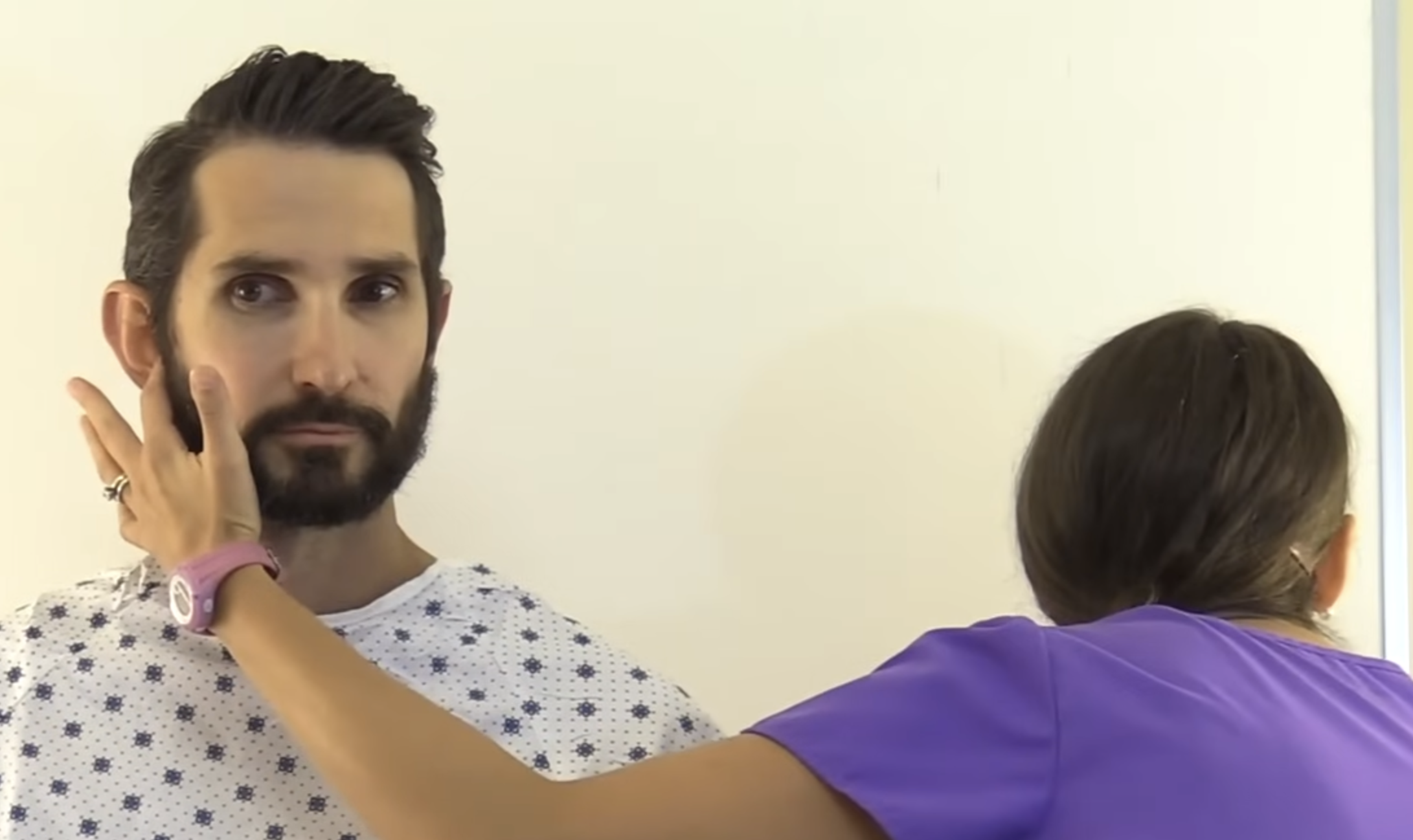 <ol><li><p>Cover one of the patient’s ears</p></li><li><p>Whisper something on the opposite side</p></li><li><p>Ask the patient to repeat what was said</p></li><li><p>Repeat on the opposite side</p></li></ol><p></p>