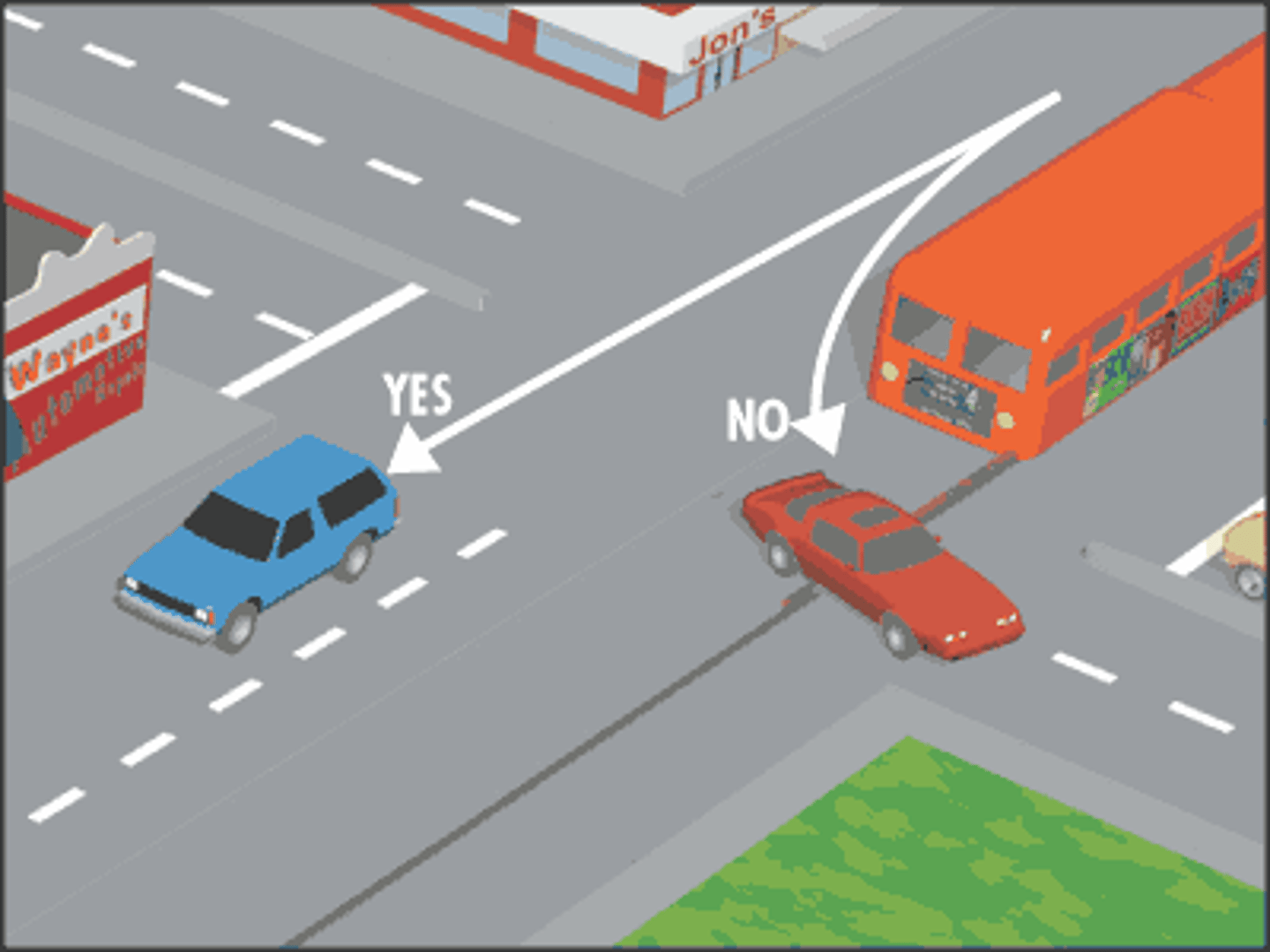 <p>don't overtake (speed around) or pass a light rail vehicle on the LEFT side, maintain distance and never TURN in front of it.</p>