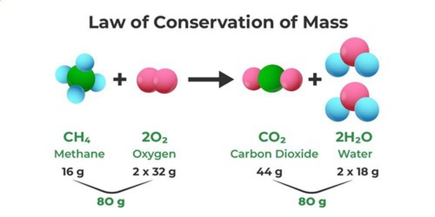 <p>Mass is conserved during a chemical reaction.</p>