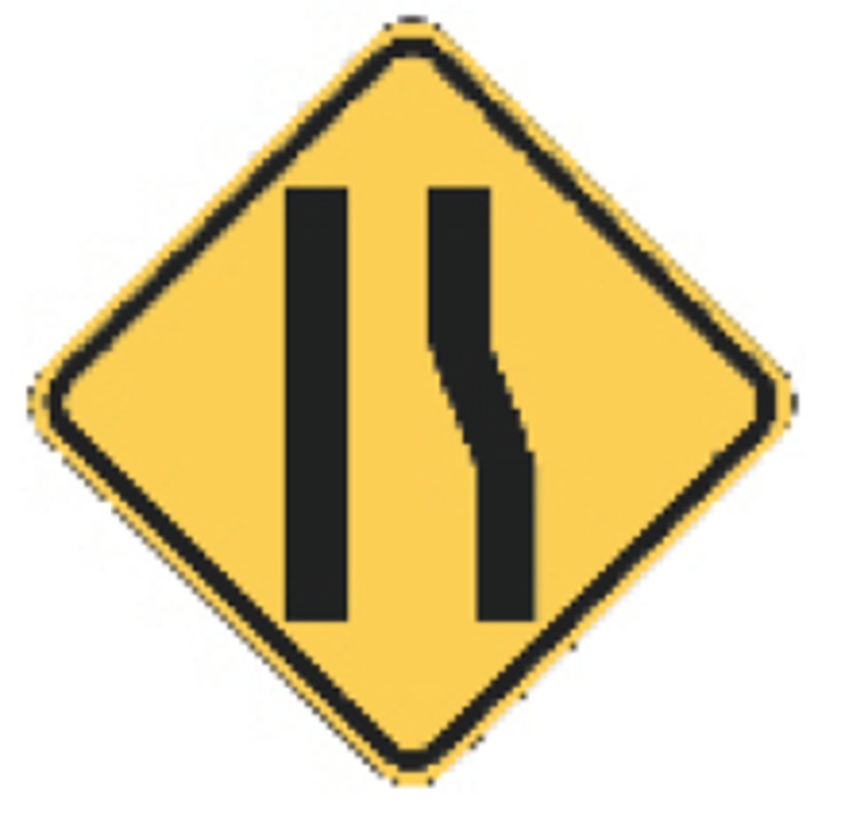 <p>This sign indicates</p><p>a. merge</p><p>b. lane reduction</p><p>c. added lane</p>