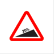 <p>steep uphill-</p><p>engine powerwill be weaker, overtaking distance may be longer. slope indicated by percentage</p>