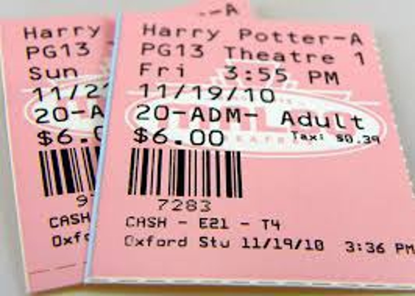 <p>a ticket (for a film, play, etc.)</p>