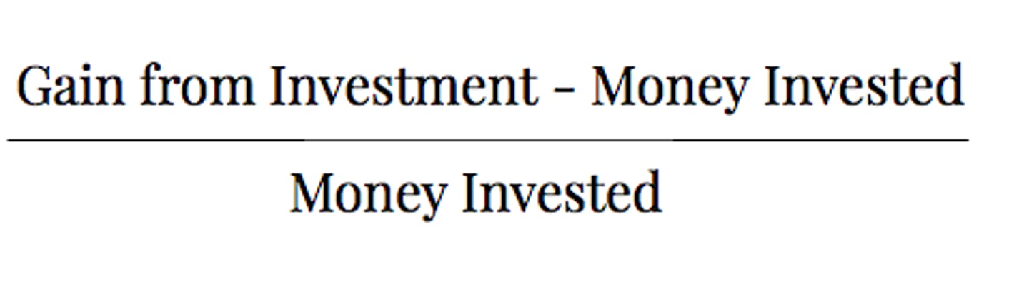 <p>Projected % return on an investment calculated by taking the projected average of all net benefits and dividing them by the initial cost; typically based on minimum ROI required (aka hurdle rate).</p>