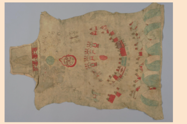 What does a painting made of vegetable dyes and deerskin tell us about Native American life?