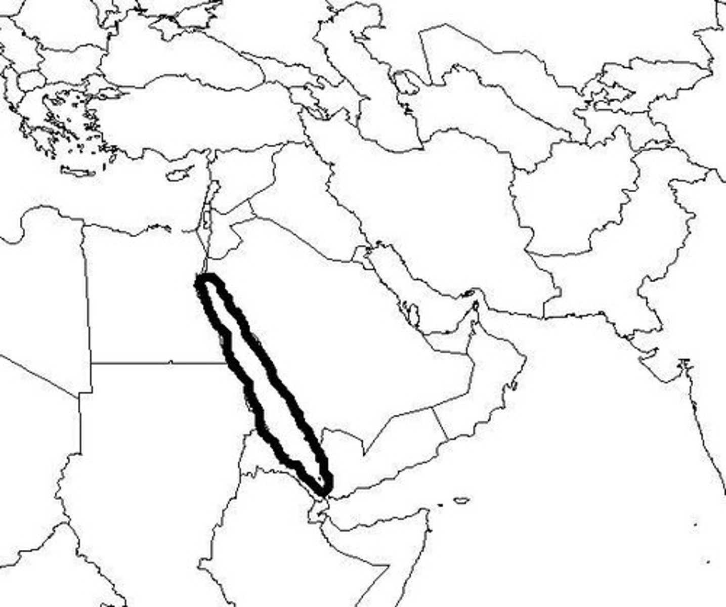 <p>Between Egypt and Jordan / Saudi Arabia</p>