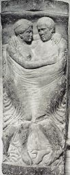 <p>Sarcophagus: Front Lid with Embracing Couple</p>