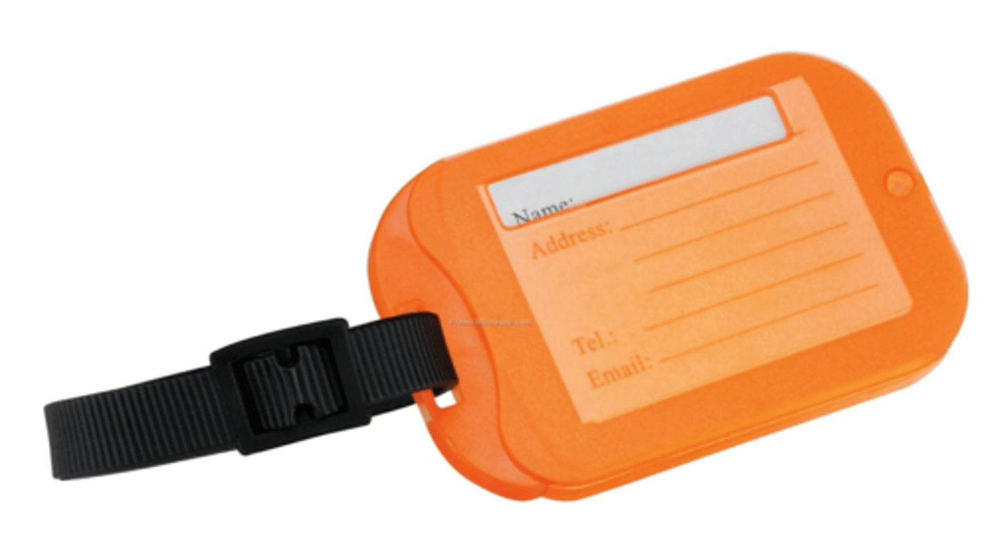 <p>luggage identification tag</p>