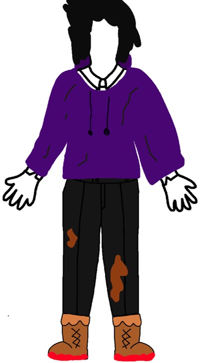 Black muddy trousers and school shirt