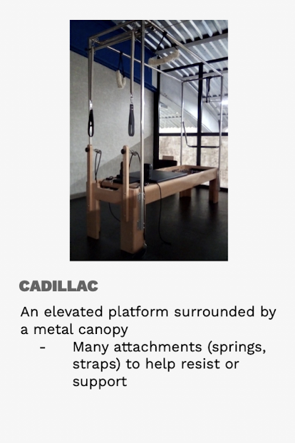 <p>Pilates Equipment: Cadillac</p><ul><li><p>What is it?</p><ul><li><p>Many attachments to help do what 2 things?</p></li></ul></li></ul><p></p>