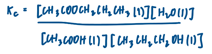 <p>Explain why it is possible, in this case, to calculate Kc using equilibrium amounts in moles, rather than in equilibrium concentrations.</p>