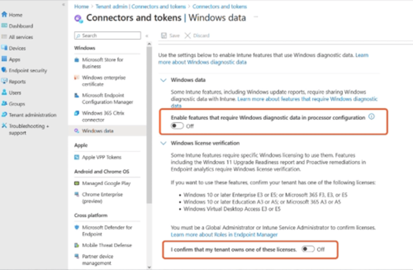<p>Windows data and Windows license verification</p>