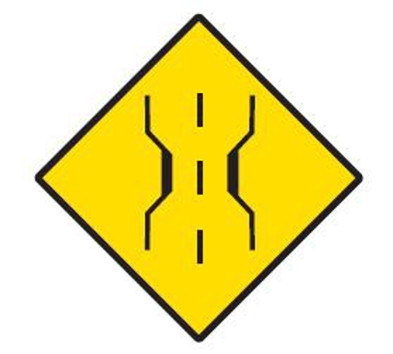 <p>The sign warns that the bridge ahead is not as wide as the road. Slow down and use caution.</p>