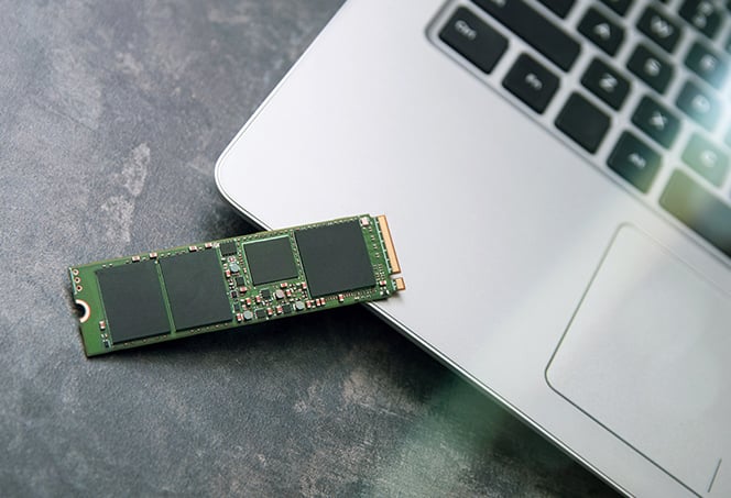 <p>What is this component? It uses flash memory to implement persistent mass storage. Replaced HDDs in terms of performance. Common form factors are 2.5”, 1.8”, and M.2. SATA connectors used for everything but M.2. M.2 uses NVMe (Non-Volatile Memory express) port. </p>