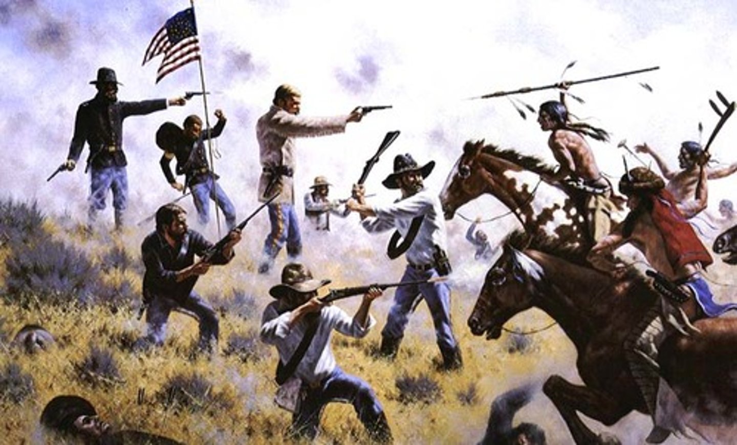 <p>George Custer claimed gold on Lakota Sioux land starting a land rush. In 1876 the Lakota left their reservation under Crazy Horse and Sitting Bull to hunt buffalo that were being killed by professional hunters. George Custer went to force back onto the reservation, but was killed with all his men.</p>