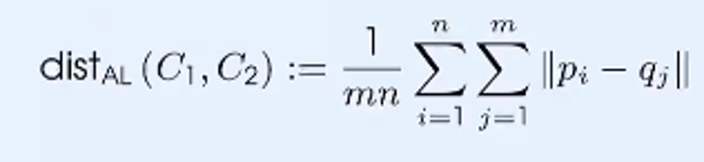 <p>Defines distance between two clusters as the average distance between points from one cluster to another</p>