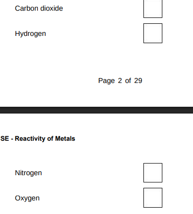 <p>Which gas is produced when Group 1 elements react with water?(1)</p>