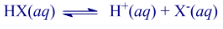 <p>WA + H<sub>2</sub>O ←→ H<sub>3</sub>O<sup>+</sup> + A<sup>-</sup></p>