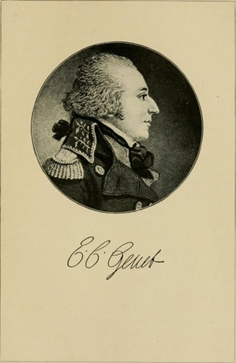 <p>Edmund Gent, the French minister to the United States, objected to Washington's neutrality in the war between Britain and France. He appealed directly to the American people to support the French cause. France removed him from his position at the United States's request. (p. 111)</p>