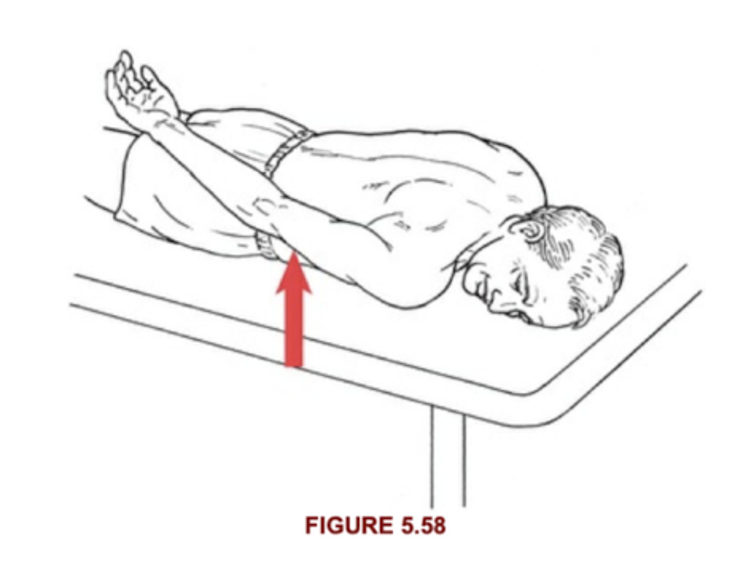 <p>Raises arm off table, elbow straight, full available ROM with no resistance</p>
