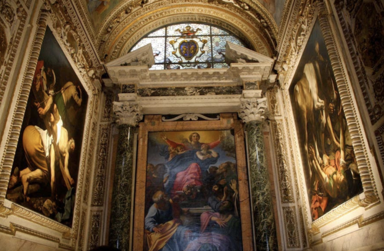 <p><strong>Context: </strong><span style="background-color: transparent;"><span>Catholicism doubled down by becoming far more strict about the role of images and the way in which images mediated Catholic lessons about what was sacred and what was forbidden, the rules about what is in this world to achieve salvation in the next</span></span></p><ul><li><p><span style="background-color: transparent;"><span>Catholic Church decided to examine works to decide whether they were effective or not</span></span></p></li><li><p><span style="background-color: transparent;"><span>Caravaggio just could’t keep himself from making powerful images about faith, if not disturbing</span></span></p><ul><li><p><span style="background-color: transparent;"><span>Went so far beyond the pale of what the catholic church could accept; entire works of art were rejected</span></span></p></li></ul></li><li><p><span style="background-color: transparent;"><span>Story: A powerful Roman is on his way to a city called Damascus. While he is on his way on horseback, God strikes him down off his horse, and he has a vision that he has to renounce his pagan religion and embrace christiantiy</span></span></p><ul><li><p><span style="background-color: transparent;"><span>A typical biblical subject at this time: God himself tells us to be catholic, hurling us to the ground to convince us to be Christian</span></span></p></li></ul></li><li><p><span style="background-color: transparent;"><span>Contrast between light and dark: the light that strikes the figure of Saul → Paul is so strong that we can believe that the light could hurl him from his horse to the ground</span></span></p><ul><li><p><span style="background-color: transparent;"><strong><span>There are times in very different religions where violations of faith, breaking the rules of faith, conversion to faith, across different religions, are so important that they are violent</span></strong></span></p></li></ul><ul><li><p><span style="background-color: transparent;"><strong><span>Caravaggio plotted very carefully where his photo would be installed</span></strong></span></p></li></ul></li></ul><p></p>