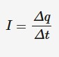 <p><span>The rate of flow of charge carriers. Measured in amperes (amps). Direct current can be calculated with the following.</span></p><ul><li><p>Δq = charge (C)</p></li><li><p>Δt = time (s)</p></li></ul><p></p>