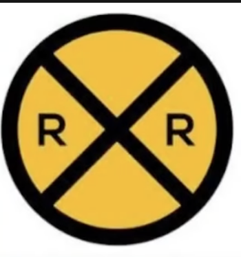 <p>This road sign means: </p><p>A. Railroad crossing is ahead</p><p>B. Recreation area is ahead</p><p>C. No right turn </p>