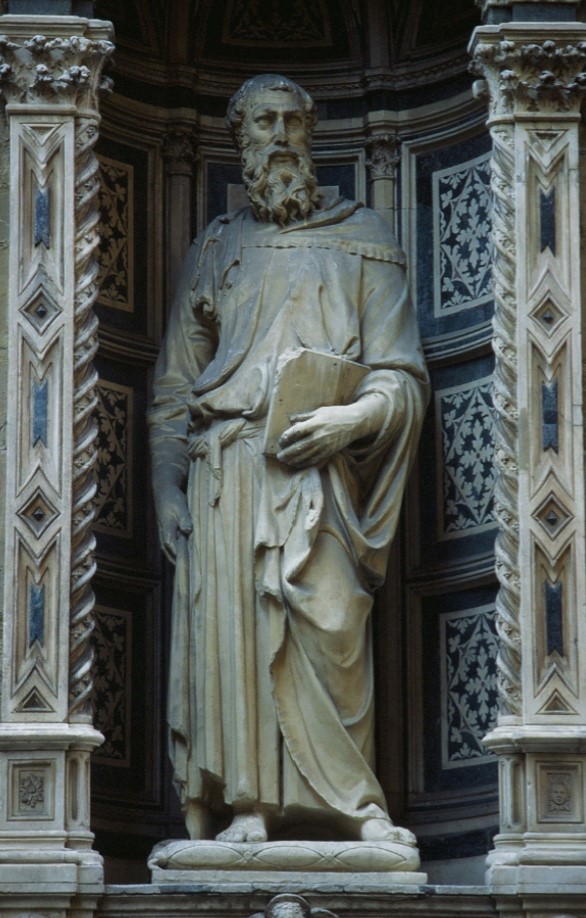 <p>st mark, marble, Donatello, 1411-1413, Orsanmichele, Florence, Italy</p>