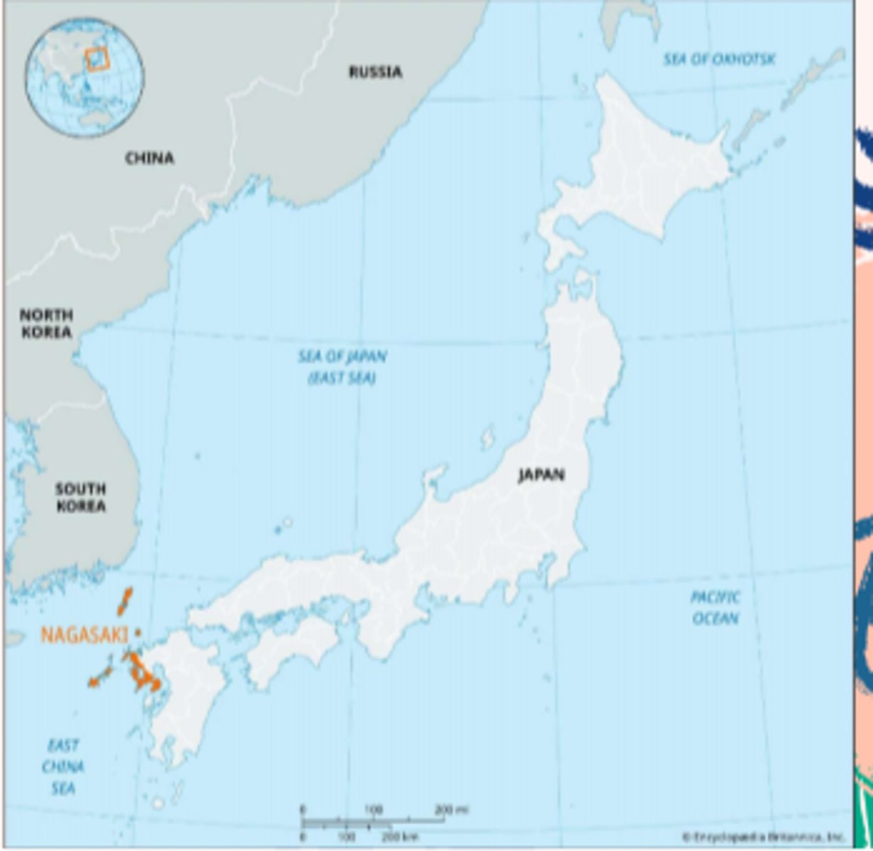 <p>- Europeans started training w/ Korea and Japan<br>- Japan invading Korea to take over<br>- Didn't work out b/c China succeeded in invading Korea<br>- Korea adopted a policy of isolation (about 250 years, caused art and literature and other things to flourish)<br>- Japan trading w/ Western world<br>- Japanese government killed people that converted to Christianity</p>