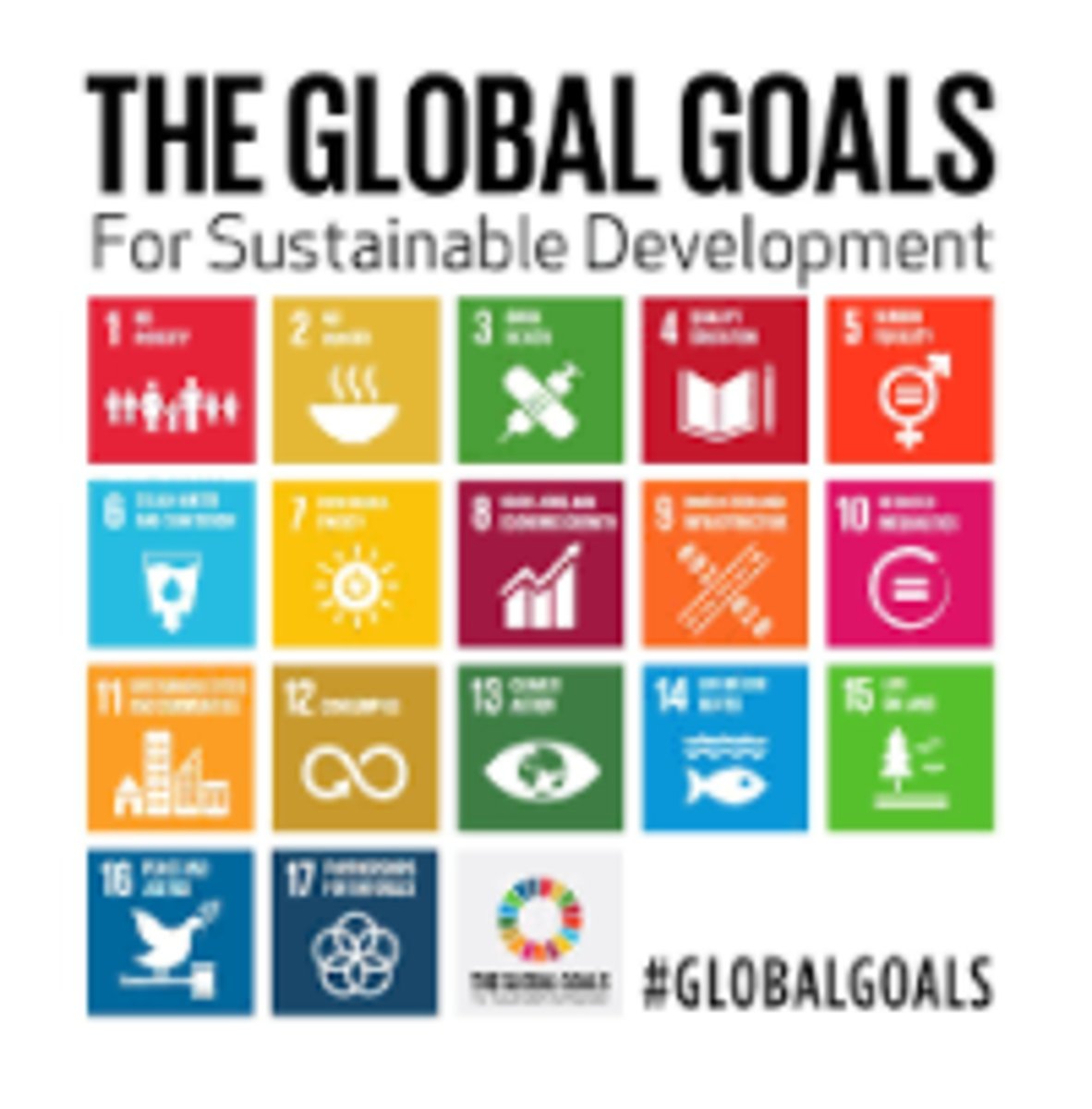 <p>A collection of 17 interlinked objectives designed to serve as a "shared blueprint for peace and prosperity for people and the planet, now and into the future;" the SDGs are: no poverty; zero hunger; good health and well-being; quality education; gender equality; clean water and sanitation; affordable and clean energy; decent work and economic growth; industry, innovation and infrastructure; reduced inequalities; sustainable cities and communities; responsible consumption and production; climate action; life below water; life on land; peace, justice, and strong institutions; and partnerships for the goals.</p>