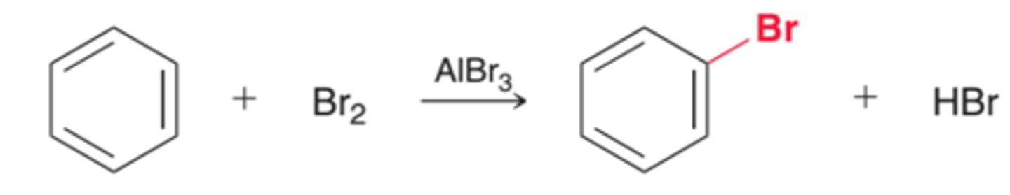 <p>Reagents: Br2 and FeBr3 (or AlBr3)</p>