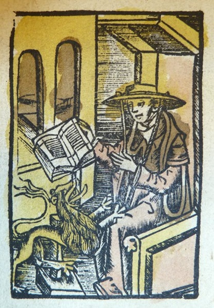 <p>A print of an image that has been carved in wood</p>