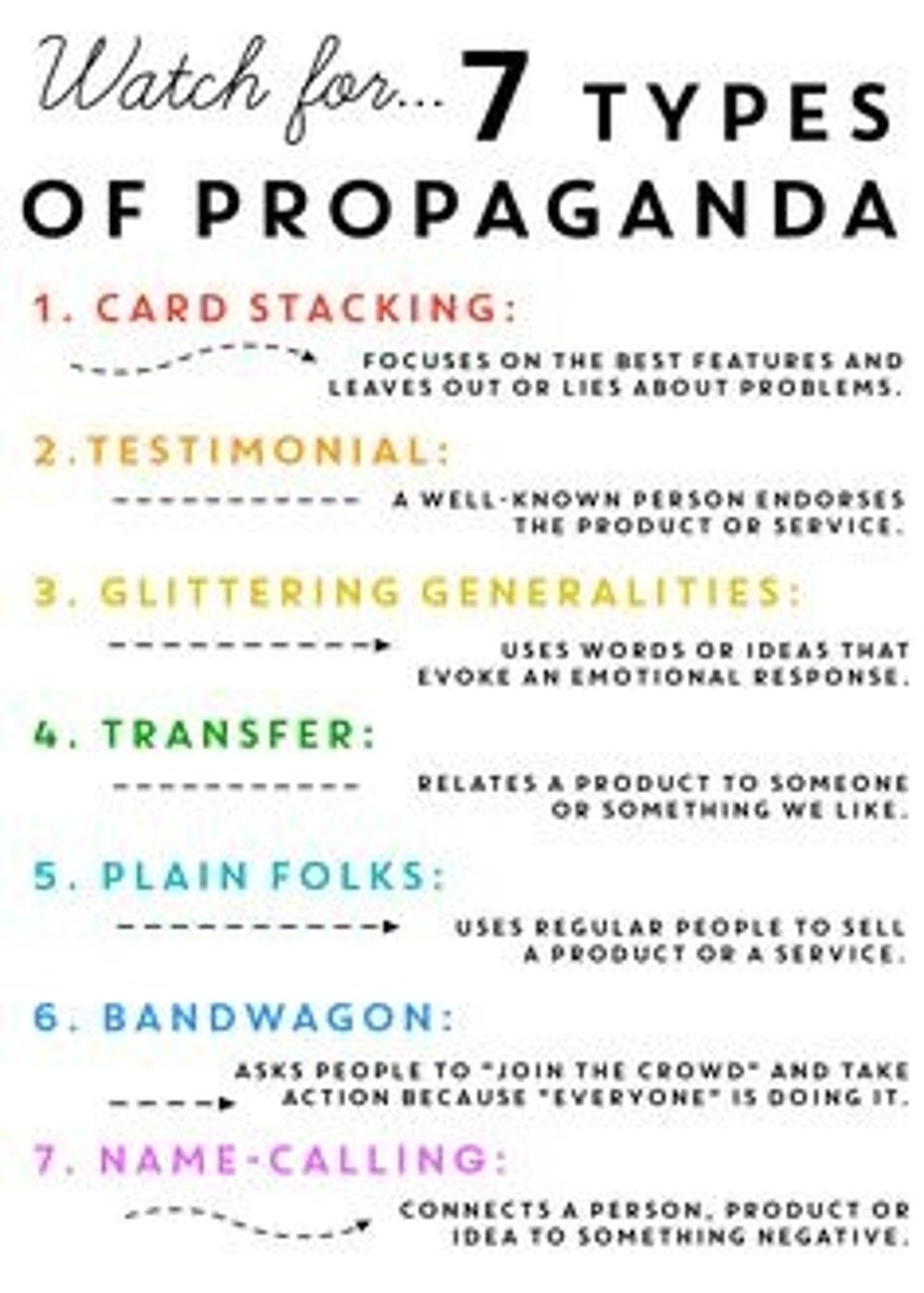 <p>Propaganda techniques and persuasive tactics are used to influence people to believe, buy or do something.</p>
