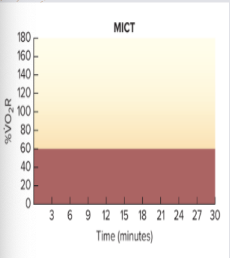 <p>constant steady state exercise is performed for an extended duration </p>