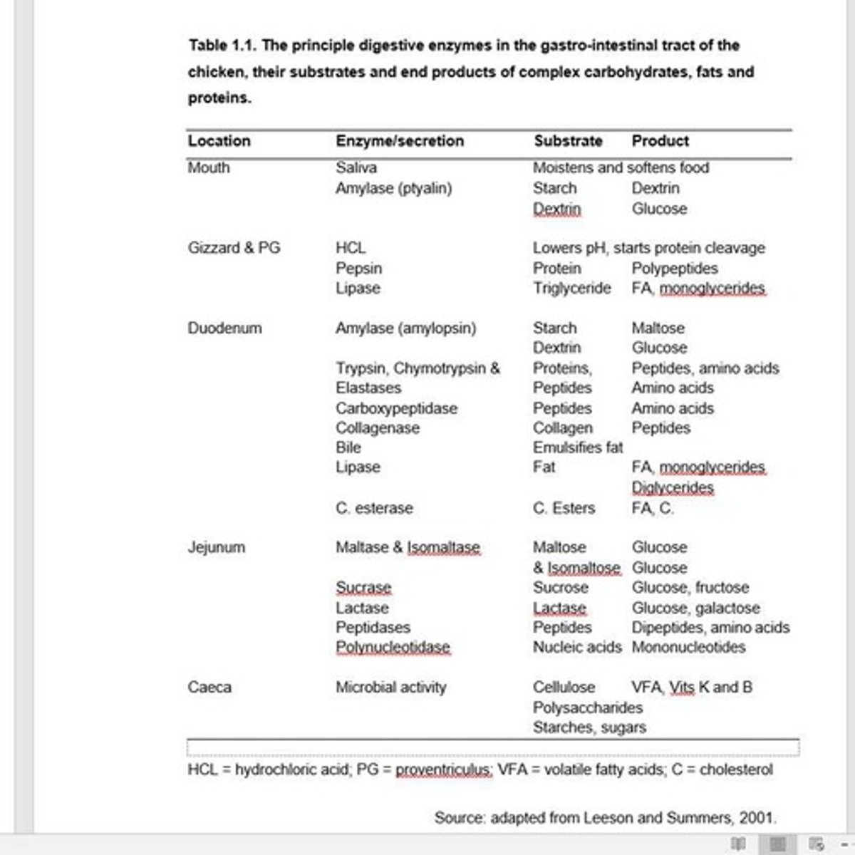 <p>Main site for digestion and absorption in poultry.</p>