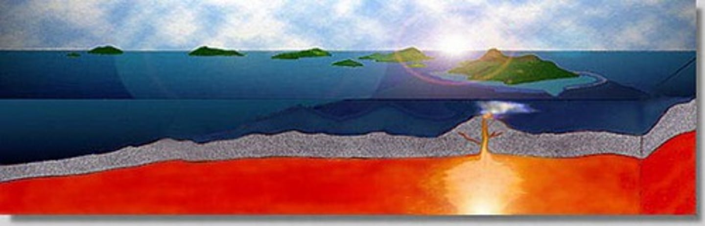 <p>These are columns of rising mantle materials that begin to melt as they rise to lower pressure and shallower depths.</p>