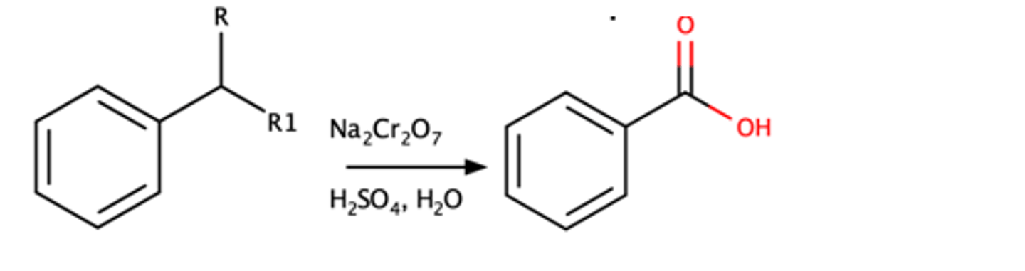<p>Alkyl group on aromatic ring will be completely oxidized into a carboxylic acid</p>