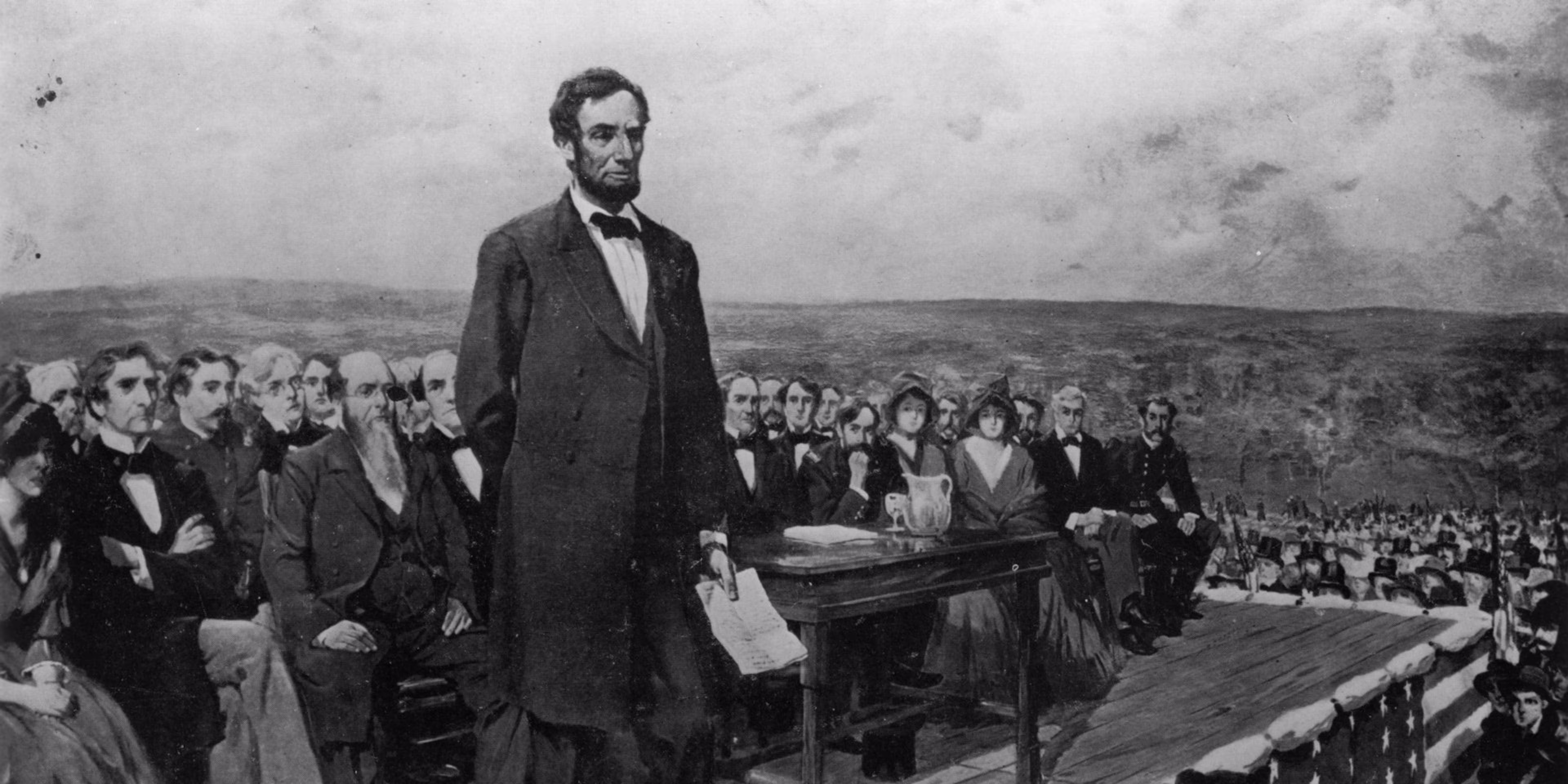 <p>A 3-minute speech by Abraham Lincoln during the American Civil War (November 19, 1963) at the dedication of a national cemetery on the site of the Battle of Gettysburg</p>
