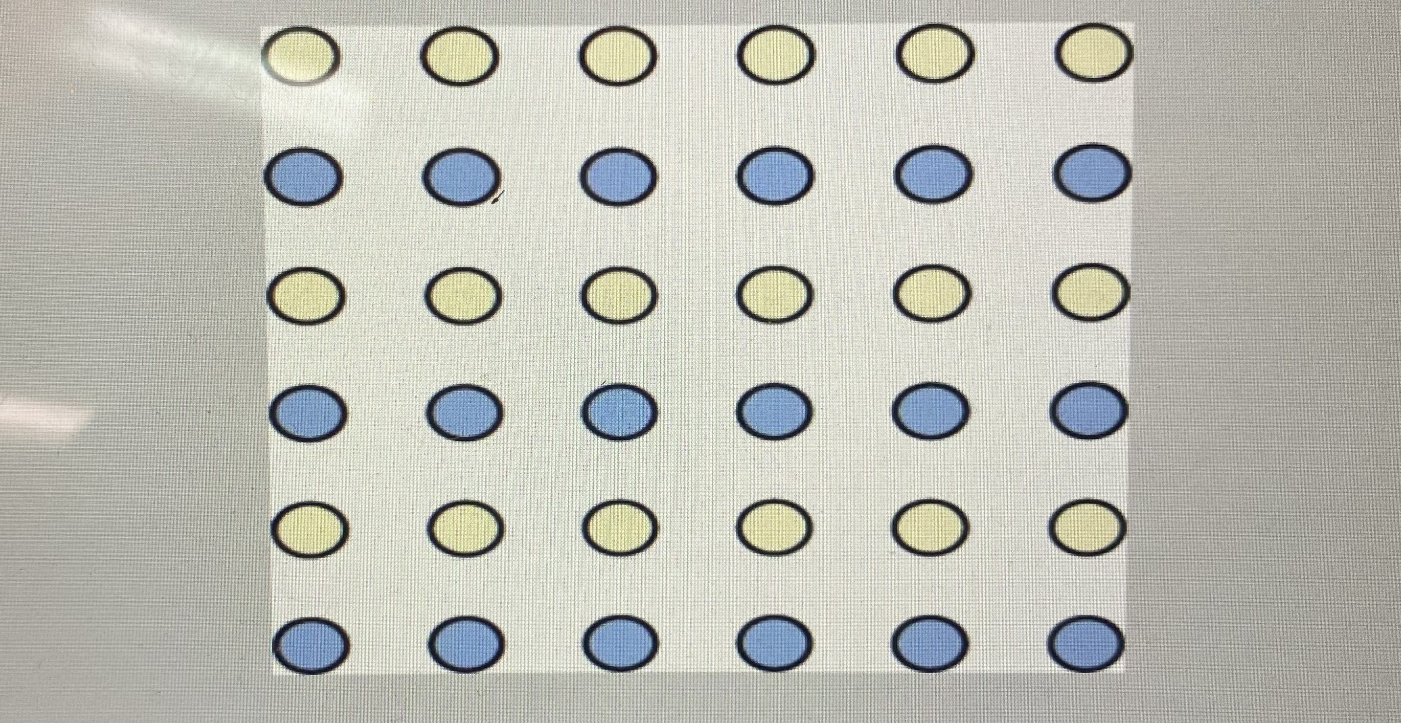 <p>when looking at a array of dots and perceiving alternating rows of colors</p>
