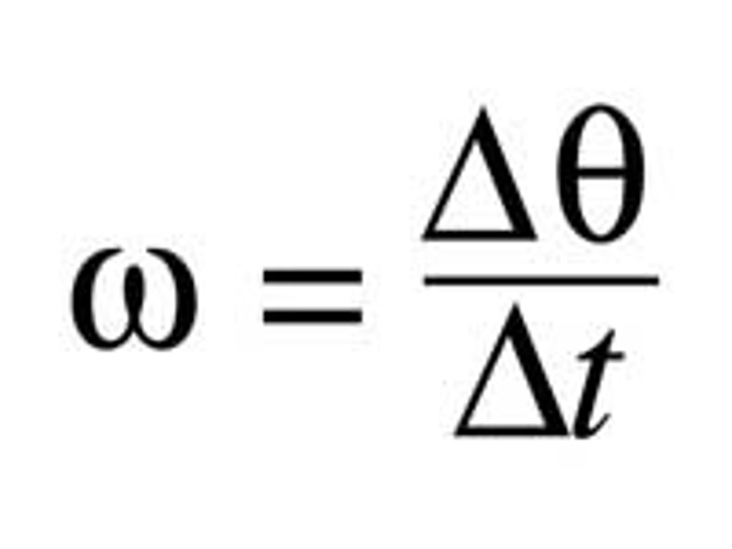 <p>rate of change of angular displacement</p>